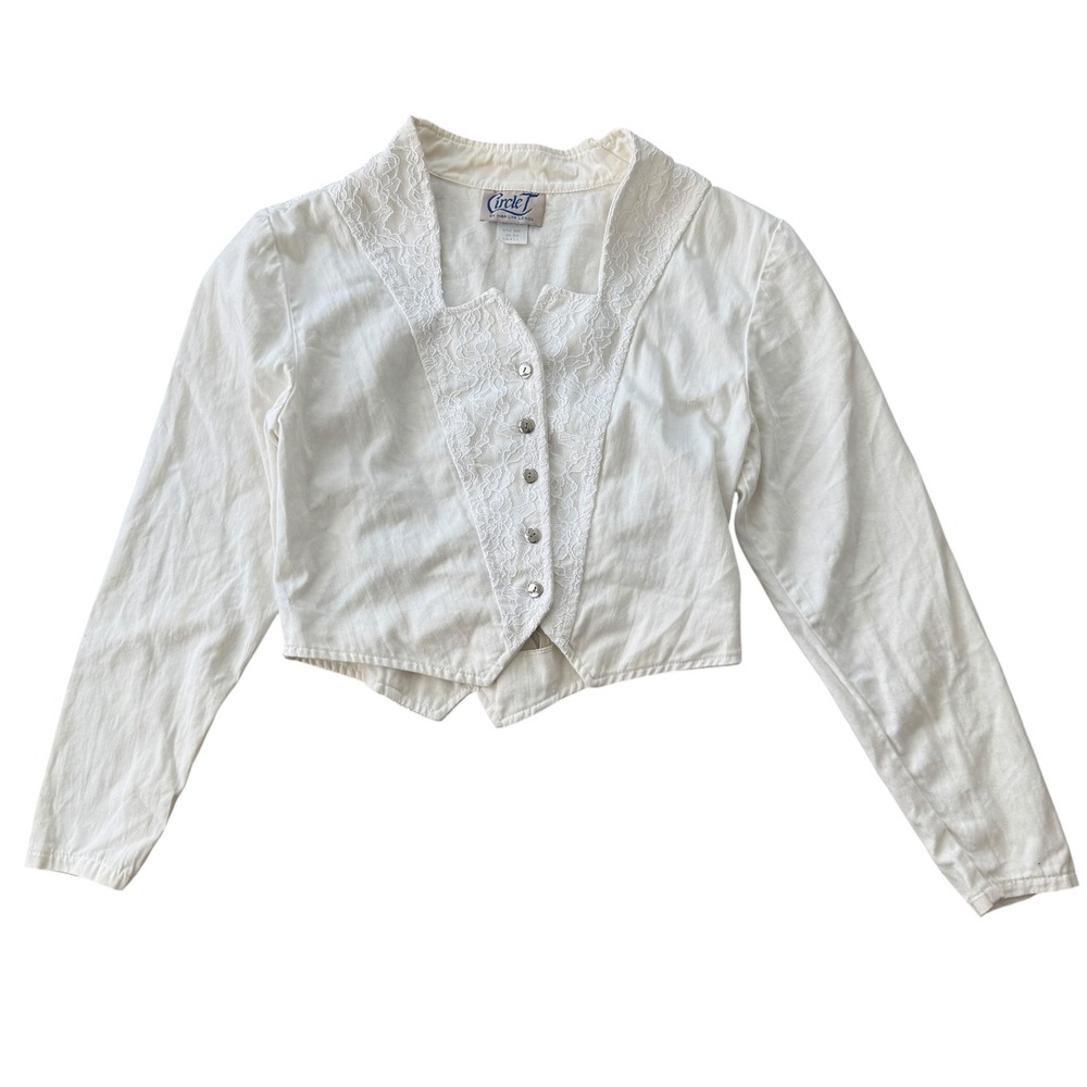 Circle T Marilyn Lenox Western Lace Blazer Cropped 70s Small White vintage